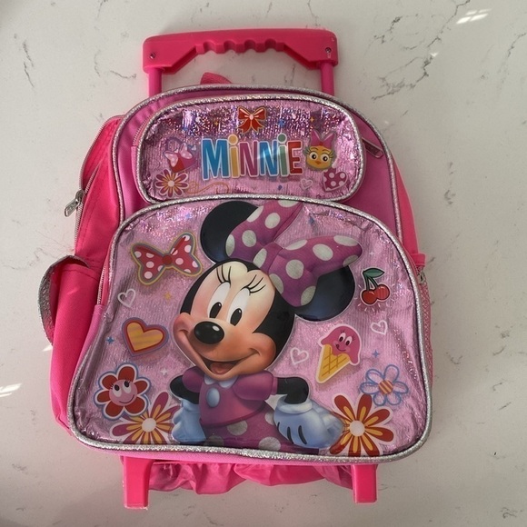 Minnie Mouse toddler rolling backpack suitcase and Minnie Mouse stuffed animal - Picture 3 of 17